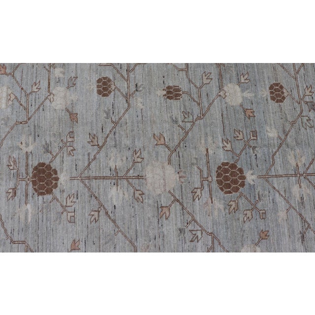 Large All-Over Design Khotan Rug in Grey Blue, Light Brown, Ivory & Taupe For Sale - Image 10 of 15