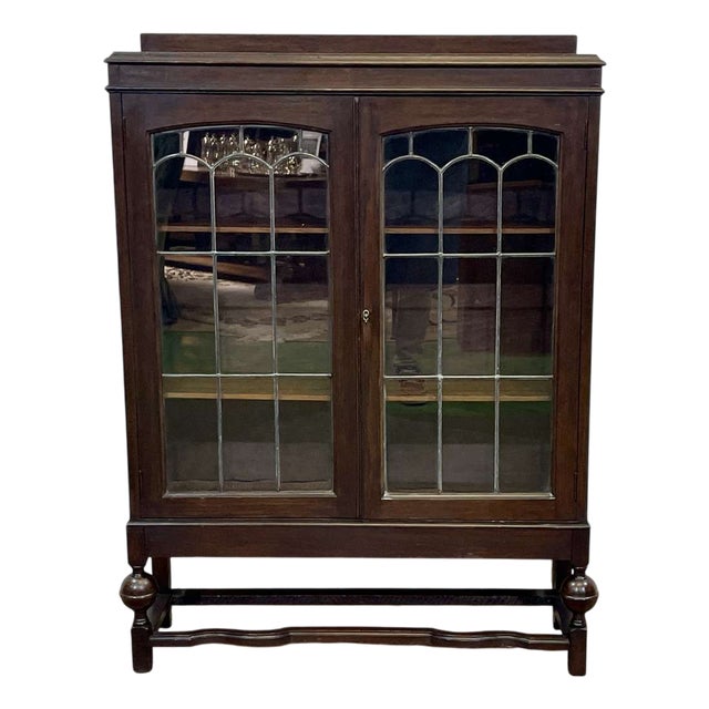 English Oak Display Cabinet, 1930s For Sale