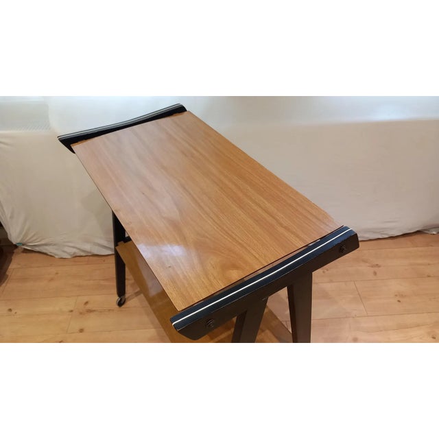 Vintage Yugoslavian Mid-Century Modern Tv Stand on Wheels, 1960s–70s For Sale - Image 9 of 11