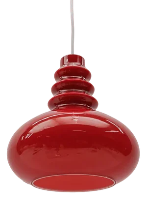 Lipstick Red Glass Ceiling Lamp from Peill & Putzler, 1960s