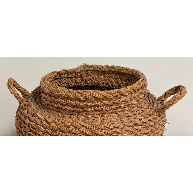 Vintage Handled Woven Seagrass Basket For Sale - Image 10 of 10
