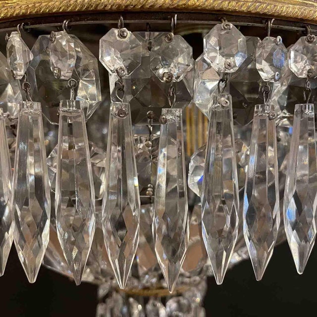 1950s Italian Crystal and Bronze Two-Light Ceiling Lamps, 1960s, Set of 2 For Sale - Image 5 of 15