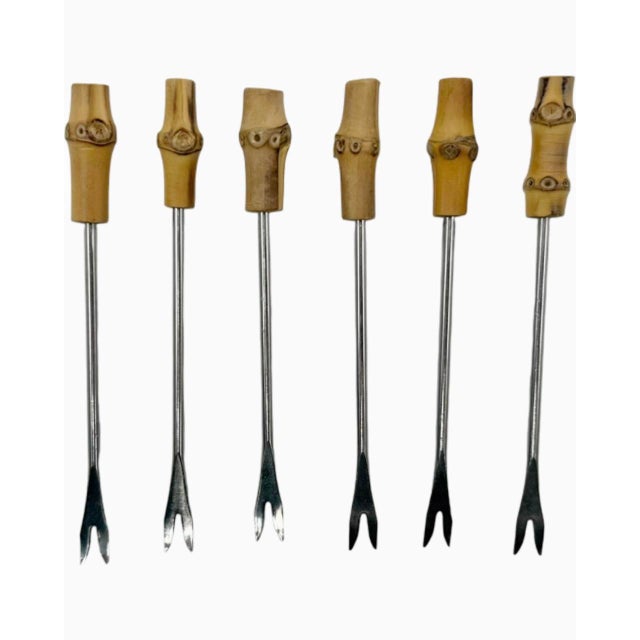 1930s Sudre Art Deco Charlie Chaplin Tramp Cocktail Hors d'Oeuvres Picks Set, Unsigned- 7 Pieces For Sale - Image 4 of 12