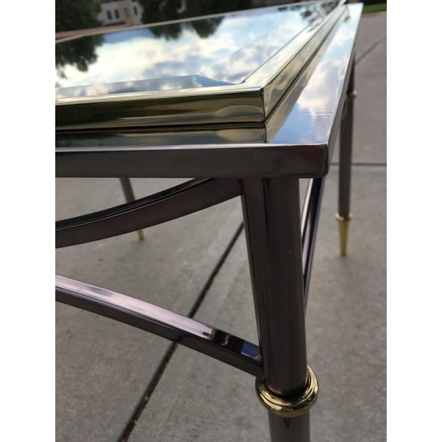 Mid-Century Modern Jansen Style Gun Metal End Table With Brass Mounts From Design Institute of America For Sale - Image 3 of 13