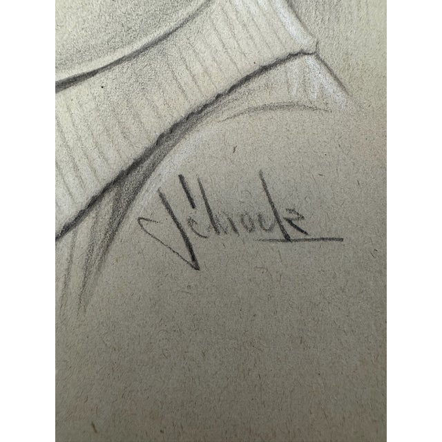 1940s 1940s Original Signed Graphite Illustration of Young Child Portrait, 12 × 9 In. For Sale - Image 5 of 6