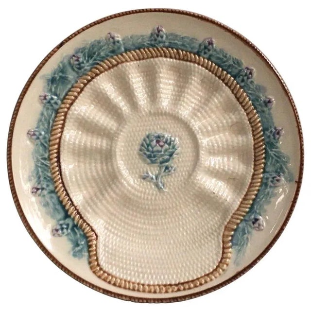Ecru Late 19th Century French Majolica Artichoke Plate Longchamp For Sale - Image 8 of 8