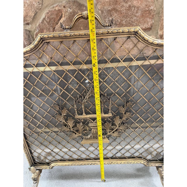 Late 20th Century Super Heavy French Louis XV Style Brass Fireplace Screen Fire Screen 30"h X 27"w X 13"d For Sale - Image 11 of 12