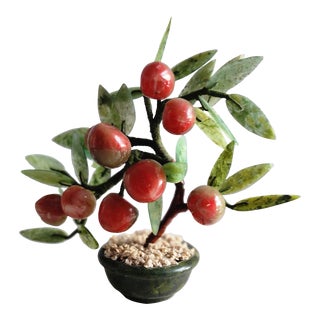 1960s Chinoserie Precious Stone Bonsai Potted Cherry Tree For Sale