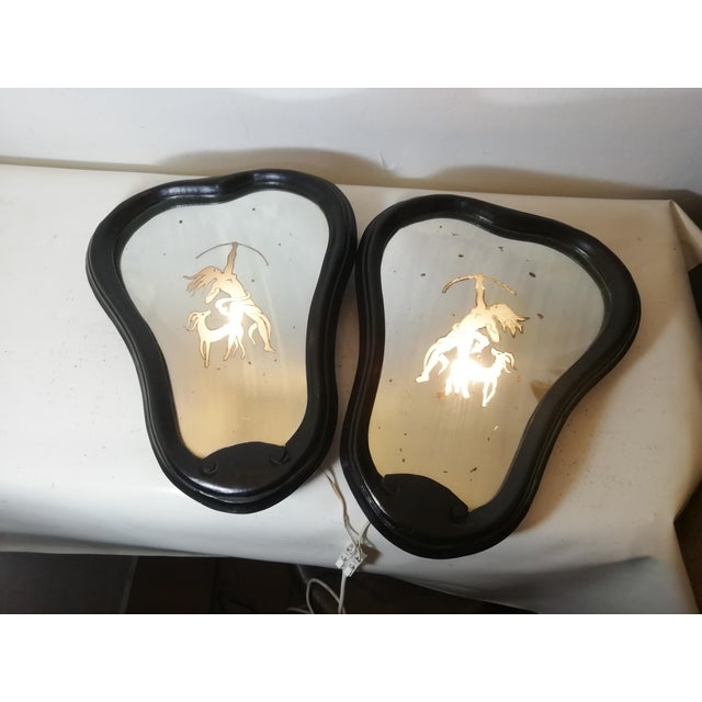 Mid-Century Modern Decorated and Backlit Mirrors by Gio Ponti, Italy, 1930s, Set of 2 For Sale - Image 3 of 15