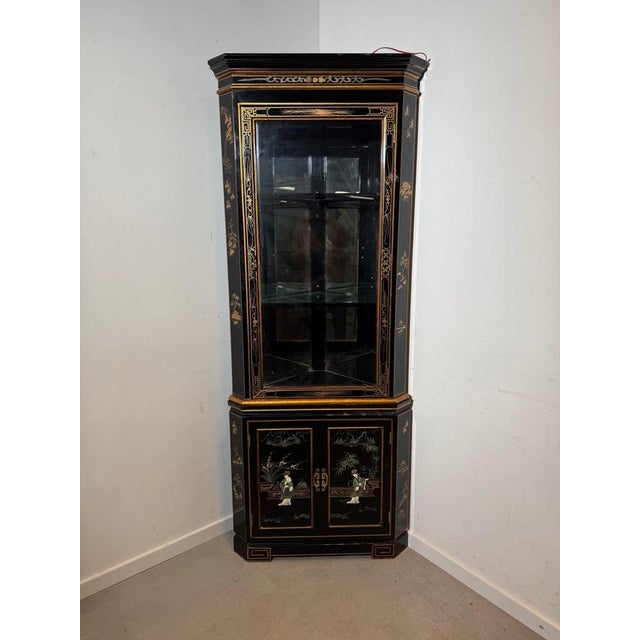 Vintage Lacquered Corner Cabinet For Sale - Image 4 of 7