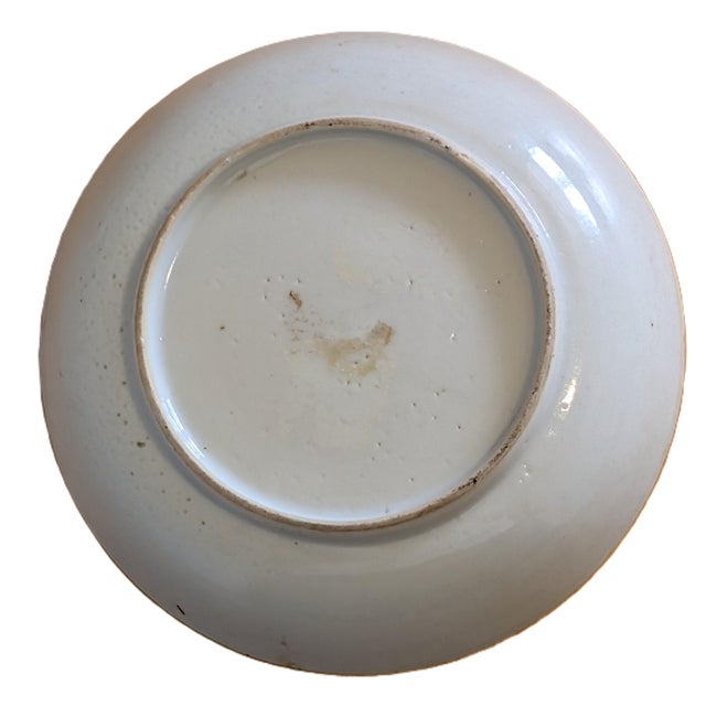 Rose Antique Chinese Rose Mandarin Figure Porcelain Saucer, Around Qianlong Era For Sale - Image 8 of 10