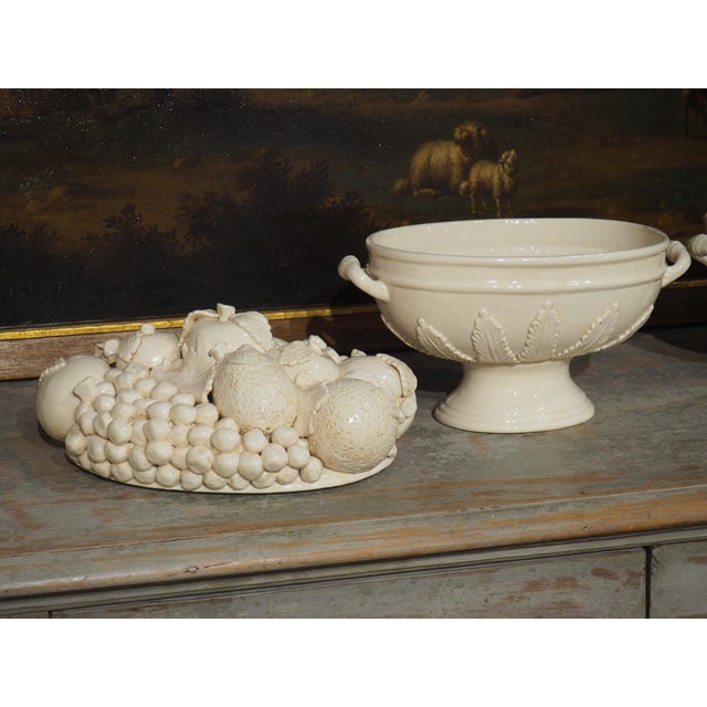 A Pair of Italian 2-Piece Creamware Fruit Bowls For Sale - Image 12 of 17