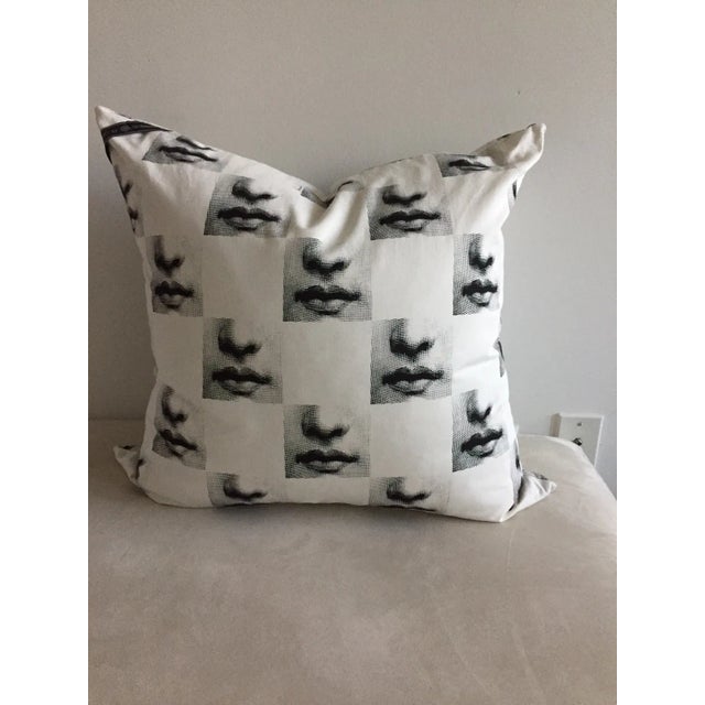 White Fornasetti Mouths Throw Pillow, Tema E Variazioni Collection, Reversible, Black & White, Rare, Discontinued For Sale - Image 8 of 8