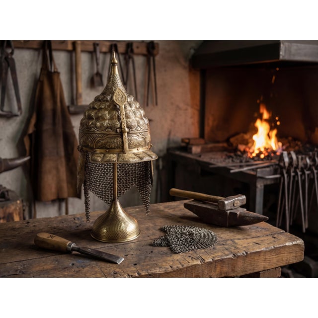 Engraved Esma-Ul Husna Ottoman Helmet For Sale - Image 10 of 17