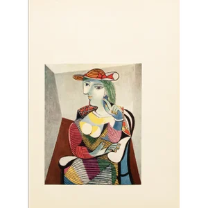 1957 After Pablo Picasso "Woman in an Armchair", Period Full-Color Print