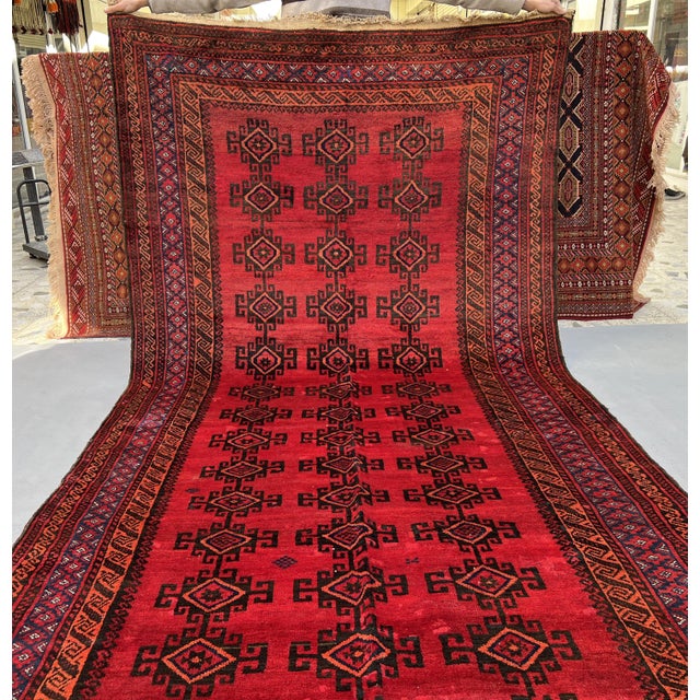 Antique Ersari Beshir Turkmen C-Scroll Diamond Gul Gallery Rug - 6'1" X 10'0" For Sale - Image 6 of 13