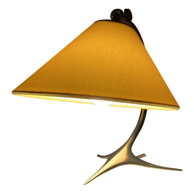 Mid-Century Modern Table Lamp with Brass Crows Foot, 1950s For Sale