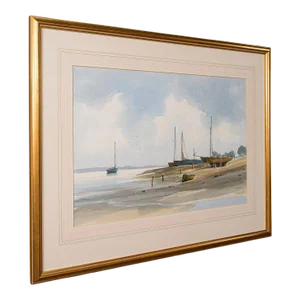 1980's Large Vintage Coastal Watercolour
