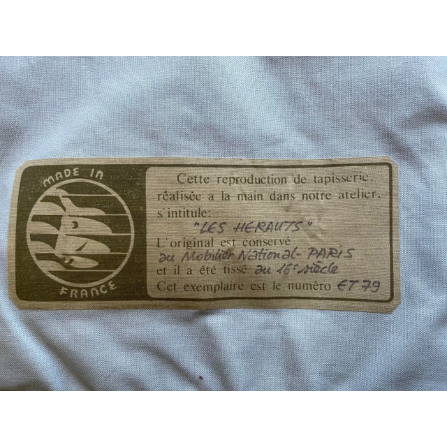 1990s French Tapestry Musuem Replica With Coa "Les Herauts" For Sale - Image 5 of 6