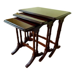 Mahogany Cross-Branded Nesting Tables, 1890s, Set of 3 For Sale
