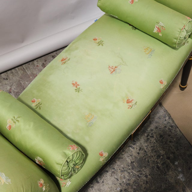 Vintage Regency Style Green Chinoiserie Window Seat Bench For Sale - Image 10 of 11