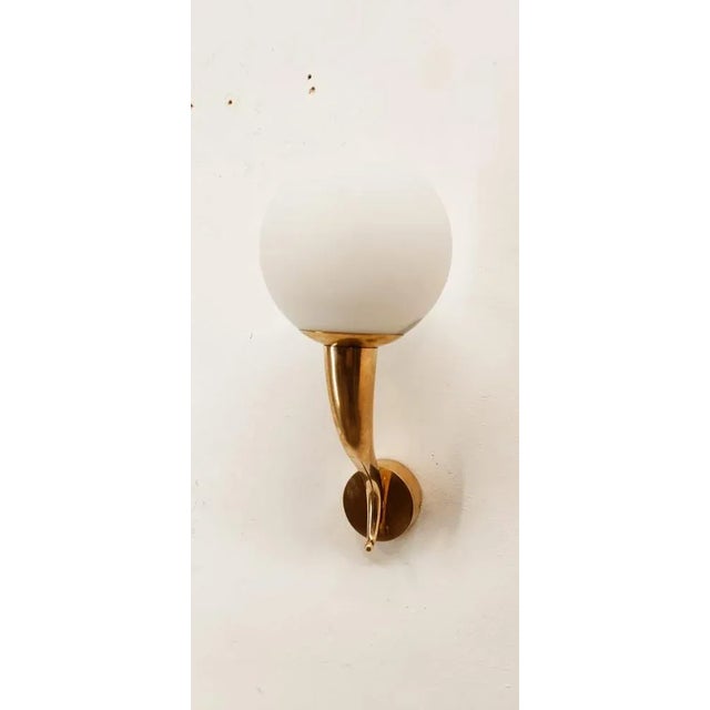 Brass Wall Light with White Sphere For Sale - Image 4 of 9