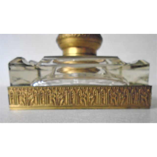 Art Nouveau Early 20th Century Crystal & Brass Inkwell For Sale - Image 3 of 4