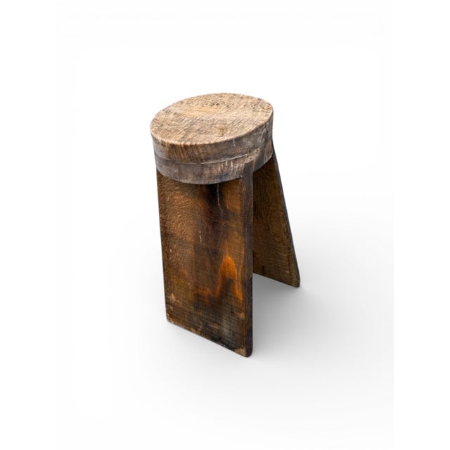 24" - Handcrafted Sculptural Solid Wood Espresso "Halo" Stool For Sale - Image 4 of 11