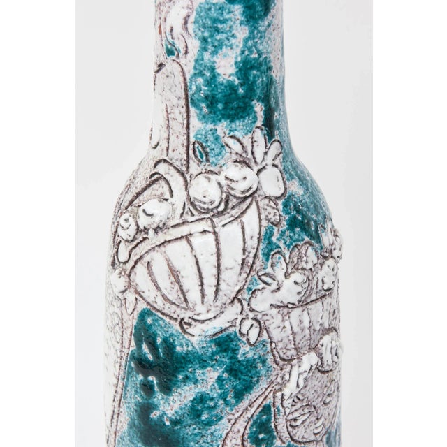 1960's Italian Glazed Ceramic Raymor, Gambone Style Vessel, Object or Sculpture Turquoise and White For Sale - Image 9 of 11