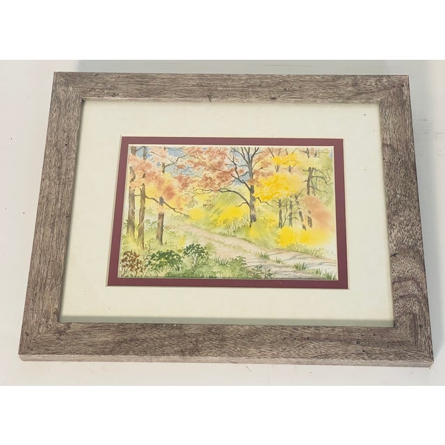 Beautiful 20 th c watercolor on paper Summer Park , signed and priofedsionally framed.