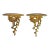 Vintage Italian Rococo Gold Finish Wood Wall Brackets- a Pair For Sale
