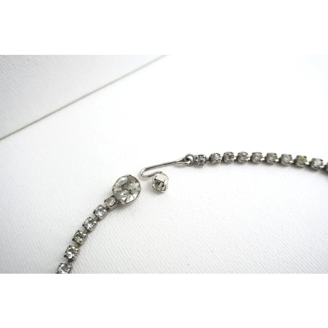 Silver Vintage Rhinestone Choker Necklace For Sale - Image 8 of 9