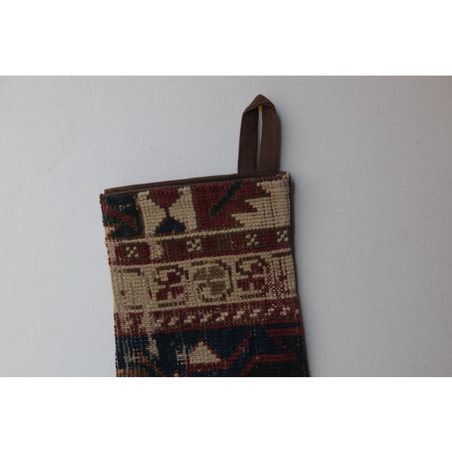 Art Deco Boho Christmas Stocking Made From Antique Rug For Sale - Image 3 of 6