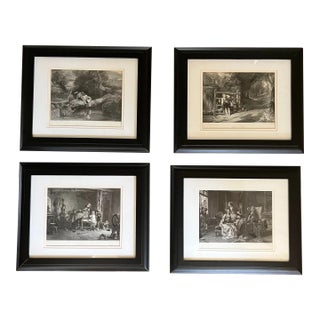 1910s English Traditional Figurative Etchings, Framed - Set of 4 For Sale
