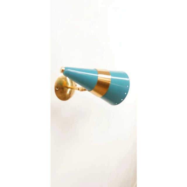 Azure & Gold Adjustable Sconce For Sale - Image 5 of 8