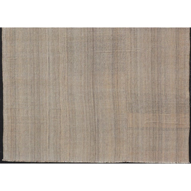 Handwoven Textured Kilim Rug in Beige, Cream, and Soft Brown Tones 9'3 X 12'4 For Sale - Image 4 of 11