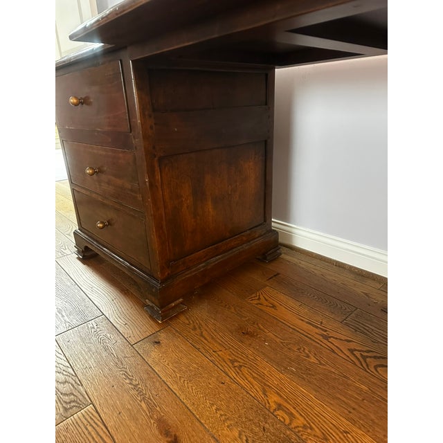 Rustic European The Sterling Collection Solid Walnut Partner Desk — Rustic European, 96" For Sale - Image 3 of 8