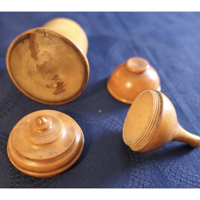 2 Hand Made 19th Century Treen Pharmacy Containers in Sycamore Made in the 19th century, skilfully turned from Sycamore,...