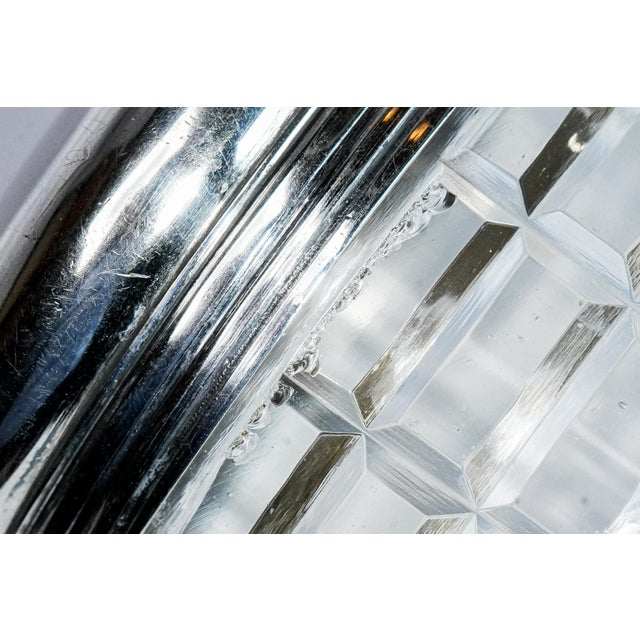 Set of 4, Beautiful Set Mappin and Webb Antique English Sterling Silver and Crystal Geometric Cut Pattern Vanity Dresser Jar and Bottle For Sale - Image 15 of 16