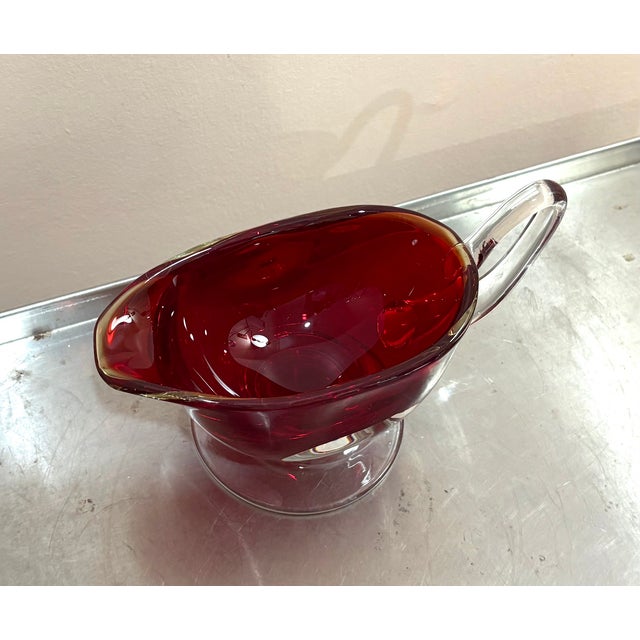 Mid-Century Modern Heavy Ruby Red Gravy Boat/Pitcher For Sale - Image 3 of 3