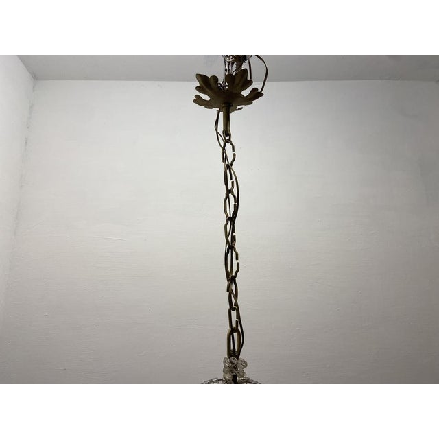 Glass Crystal Beaded Murano Flower Chandelier, 1940s For Sale - Image 7 of 16