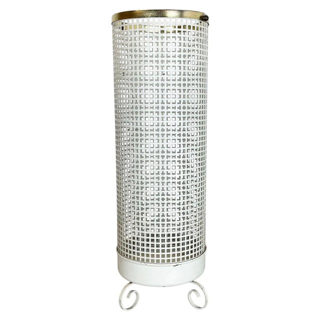 Mid-Century Hollywood Regency Brass Umbrella Stand in the style of Mathieu Matégot, France, 1950s For Sale - Image 17 of 17
