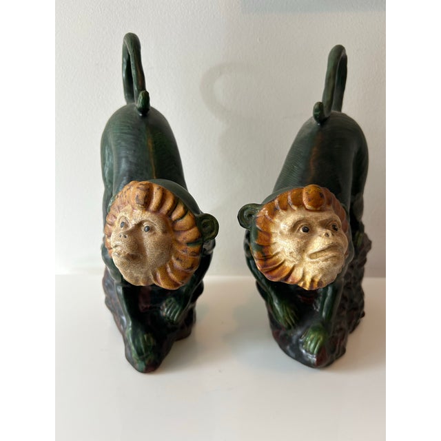 Ceramic Vintage Ceramic Capuchin Monkey Statues For Sale - Image 7 of 11