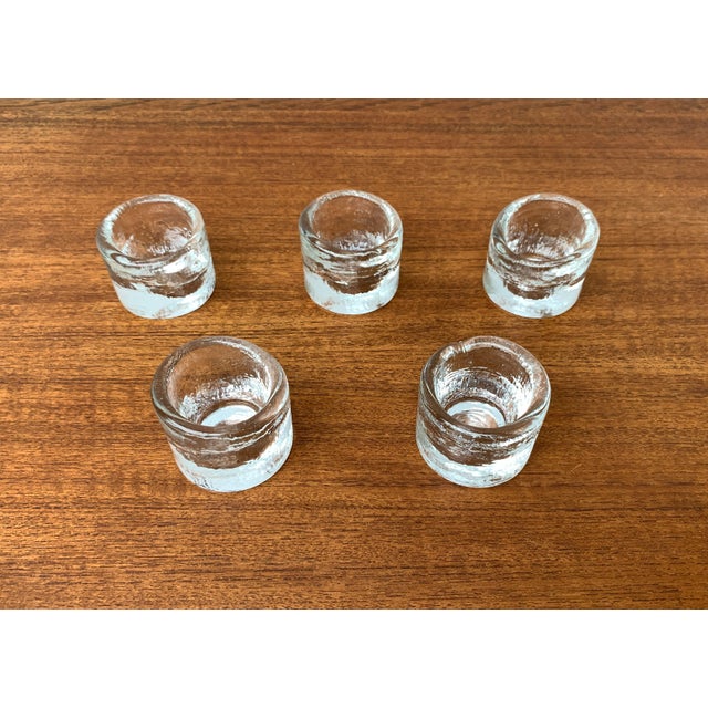 Vintage Scandinavian Ice Glass Candleholders, 1970s, Set of 5 For Sale - Image 5 of 15
