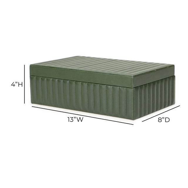 Green Eton Green Ribbed Vegan Leather Hospitality Grade Storage Box For Sale - Image 8 of 8