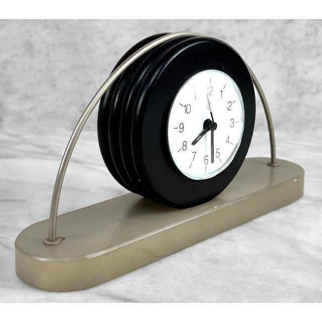 Mid 20th Century Vintage Art Deco Italian Alabaster Mantle Clock For Sale - Image 5 of 13