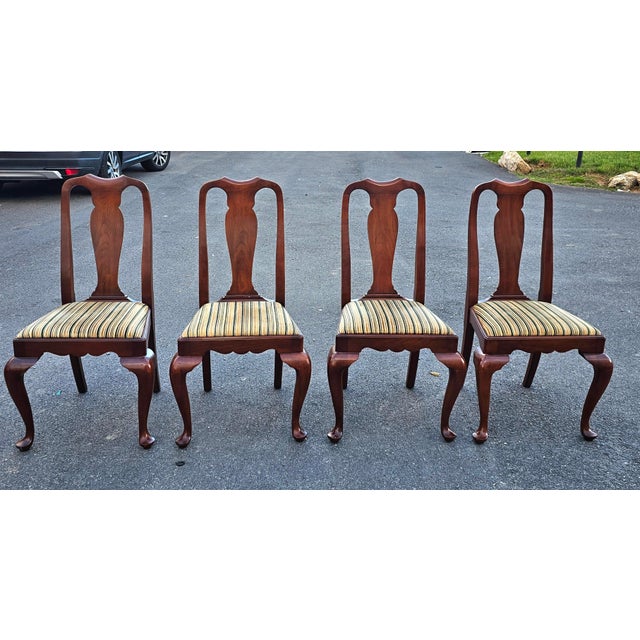 Late 20th Century Late 20th Century Set of Six Henkel Harris Solid Wild Black Cherry Queen Anne Style Dining Chairs For Sale - Image 5 of 18