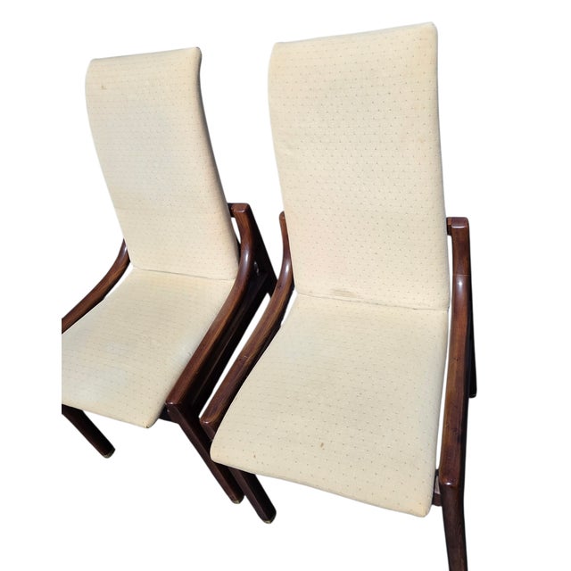 1980s 2 Henredon Scene One Campaign Dining Room Side Chairs MCM Oak Brass For Sale - Image 9 of 14