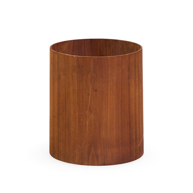Mid-Century Modern Jens Risom Mid Century Walnut Waste Basket For Sale - Image 3 of 5