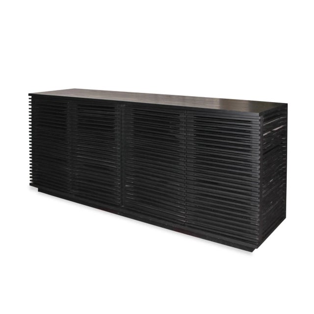 Modern Custom Modern Wood Slat Media Console For Sale - Image 3 of 9